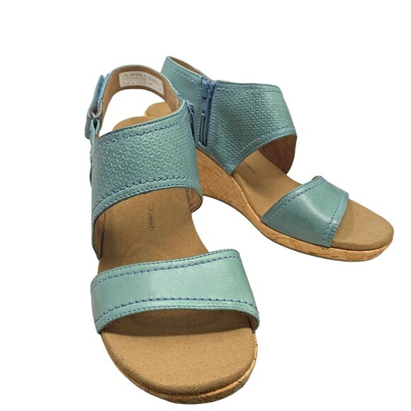 Rockport Cascade Blue Leather Strappy Slingback Zip Wedge Sandals NEW!! - Picture 11 of 13
